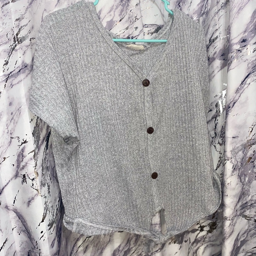 Pinche Gray Knot Short Sleeve with Buttons